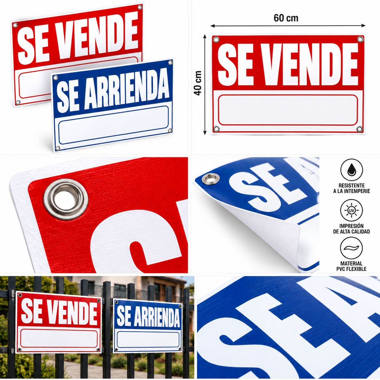 Pack 12 letreros Se Vende o Se Arrienda.